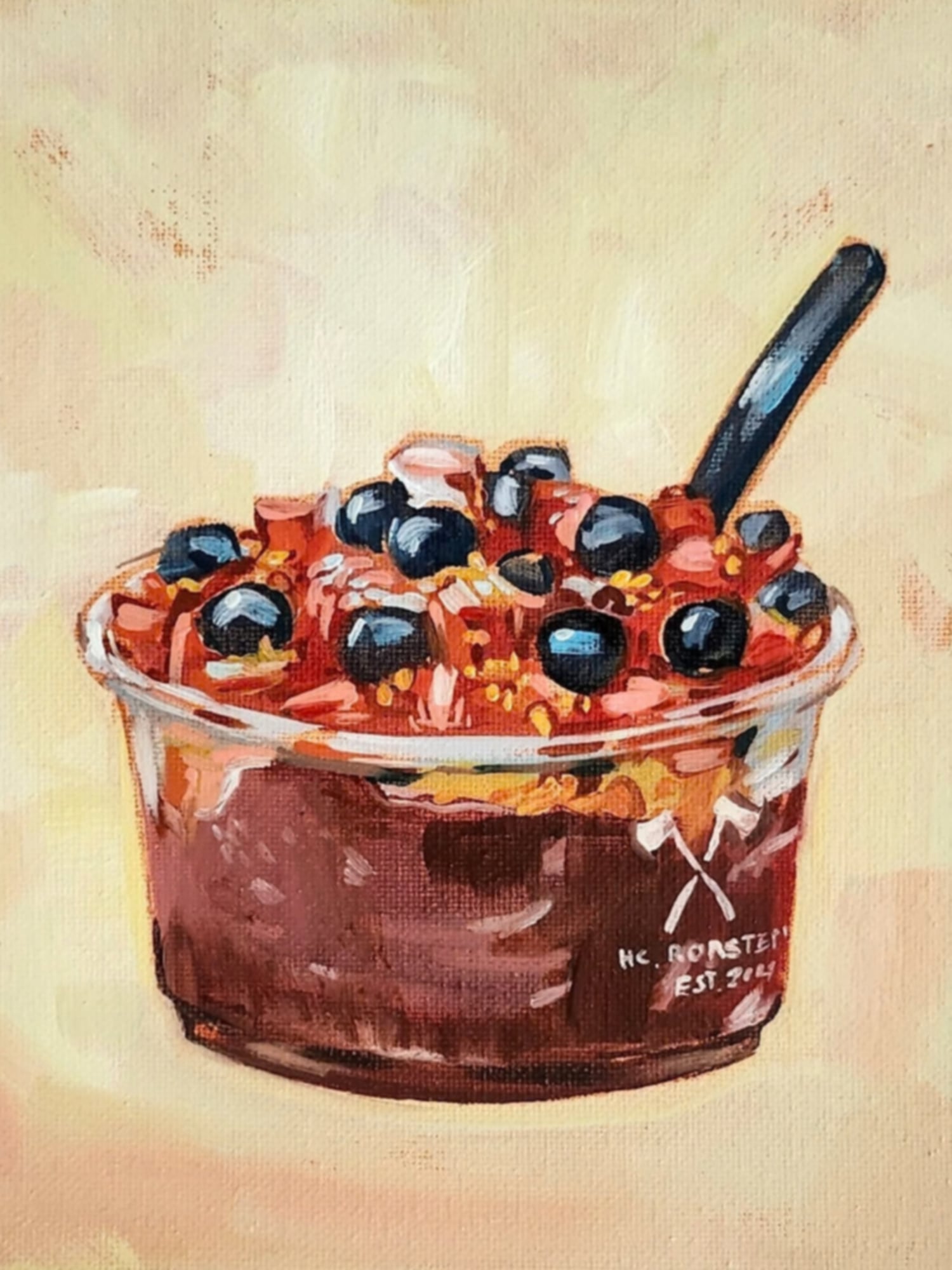 Açaí Bowl — Oil on canvas, 8" × 8"