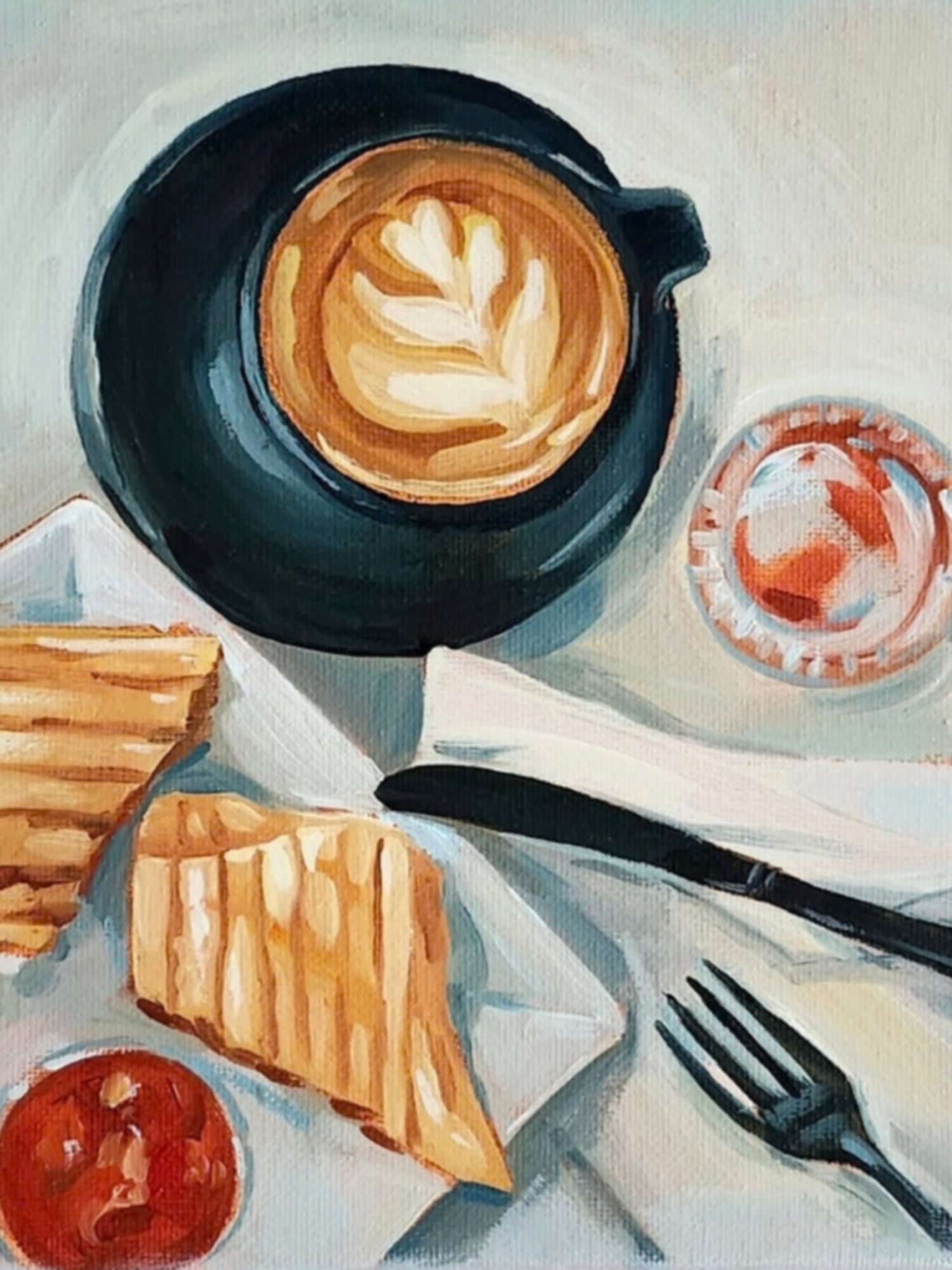 Breakfast — Oil on canvas, 8" × 8"
