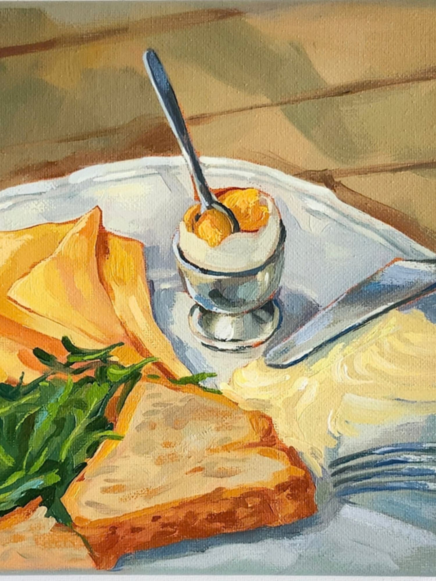 Golden Yolk — Oil on canvas, 8" × 8"