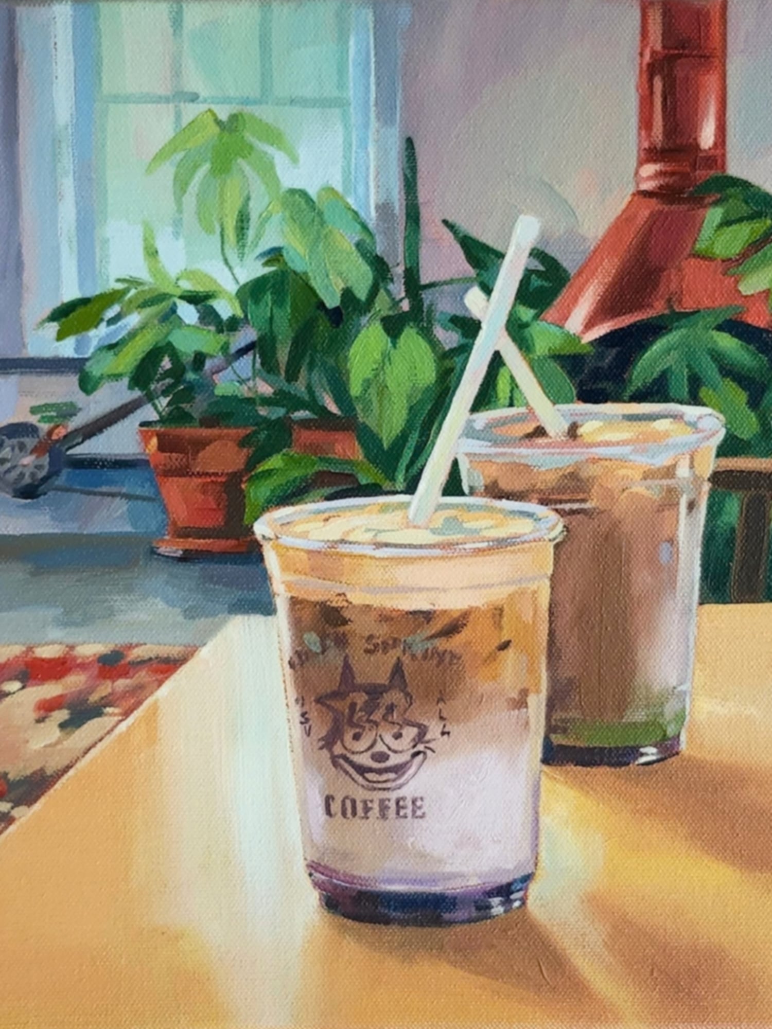Iced Coffee — Oil on canvas, 12" × 12"