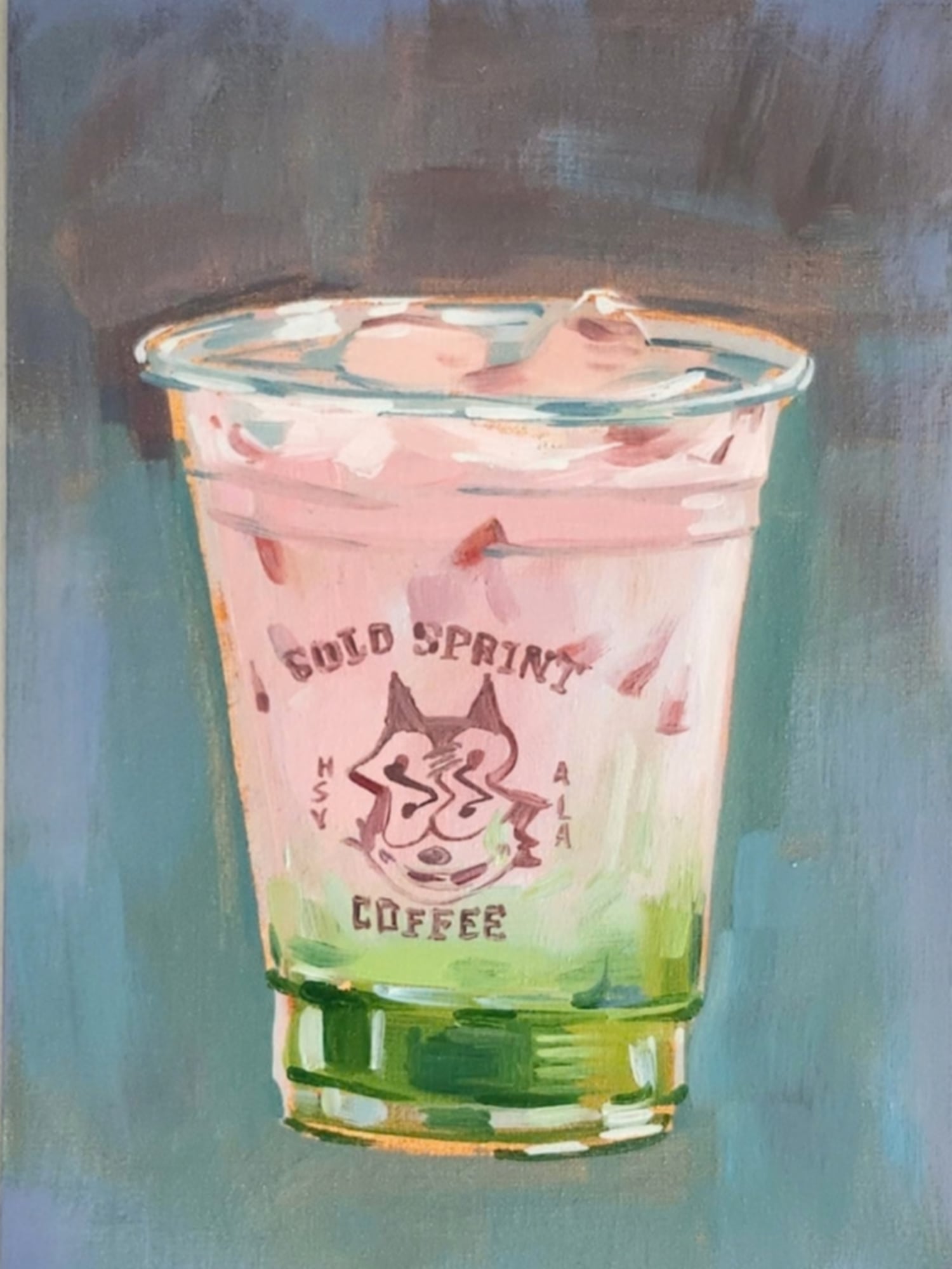Matcha Lemonade — Oil on canvas panel, 5" × 7"