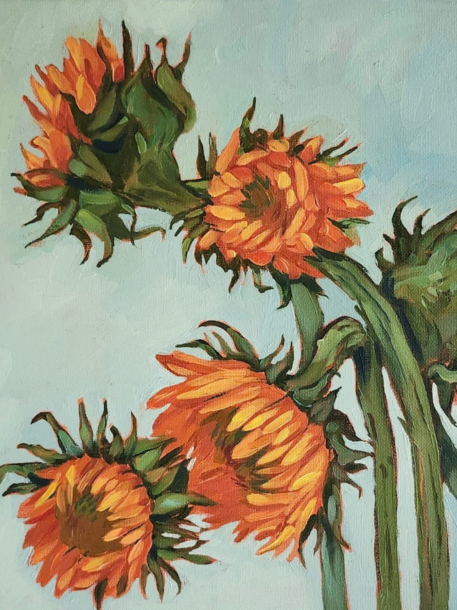 Sunflower Morning — Oil on canvas, 12" × 12"