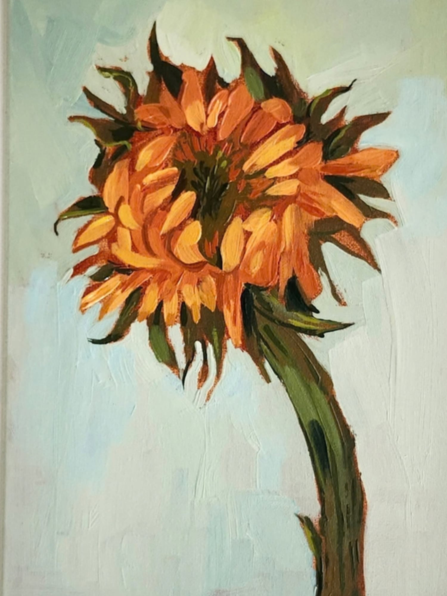 Sunflower Study 1 — Oil on canvas panel, 5" × 7"
