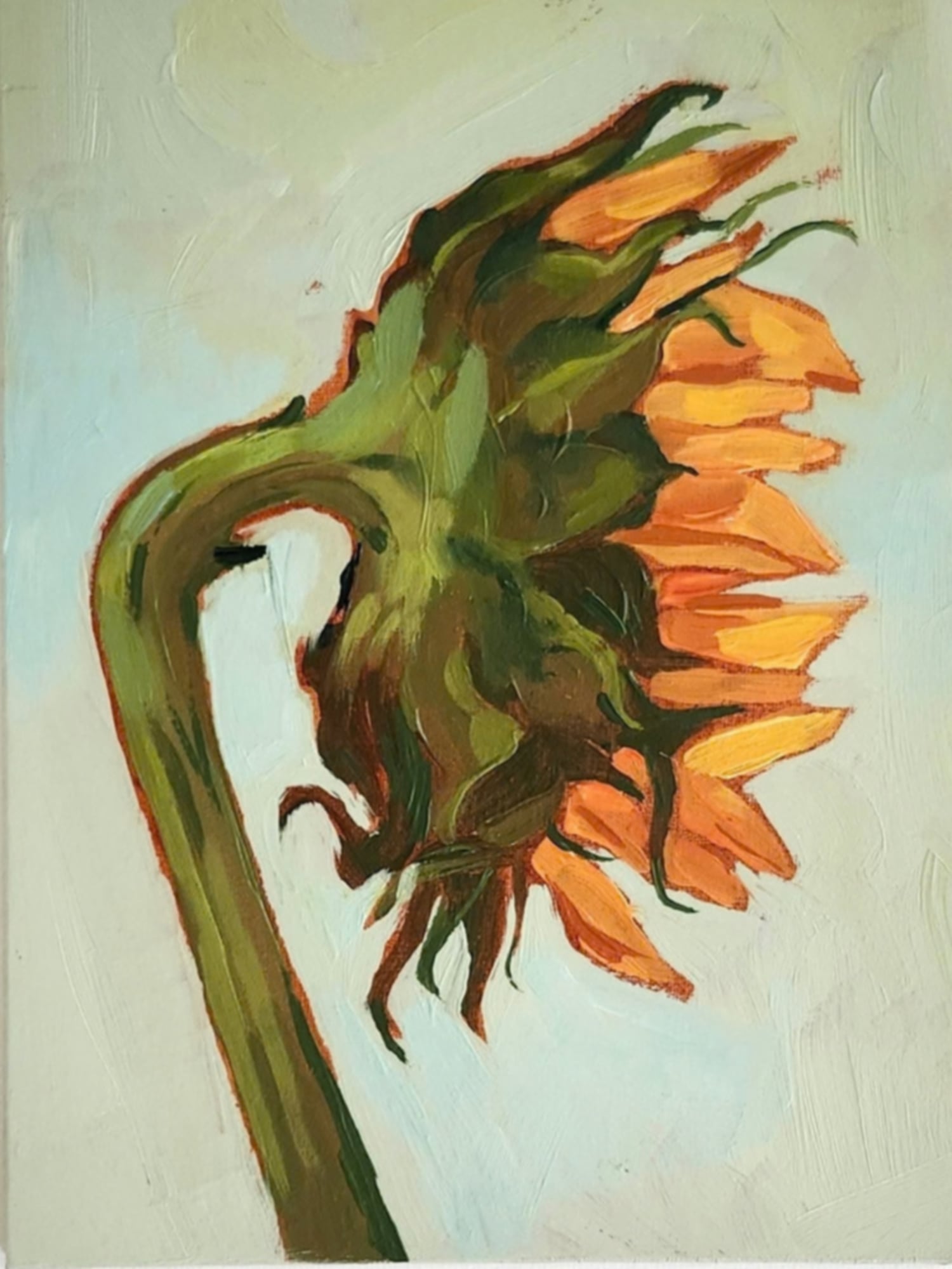 Sunflower Study 2 — Oil on canvas panel, 5" × 7"